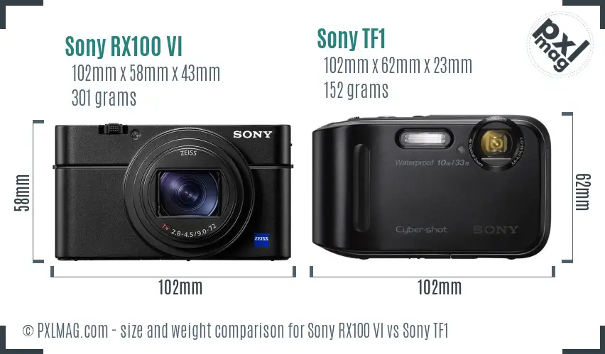 Sony RX100 VI vs Sony TF1 size comparison