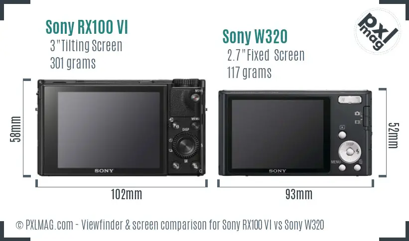 Sony RX100 VI vs Sony W320 Screen and Viewfinder comparison