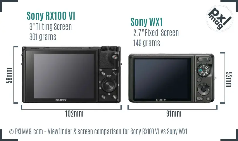 Sony RX100 VI vs Sony WX1 Screen and Viewfinder comparison
