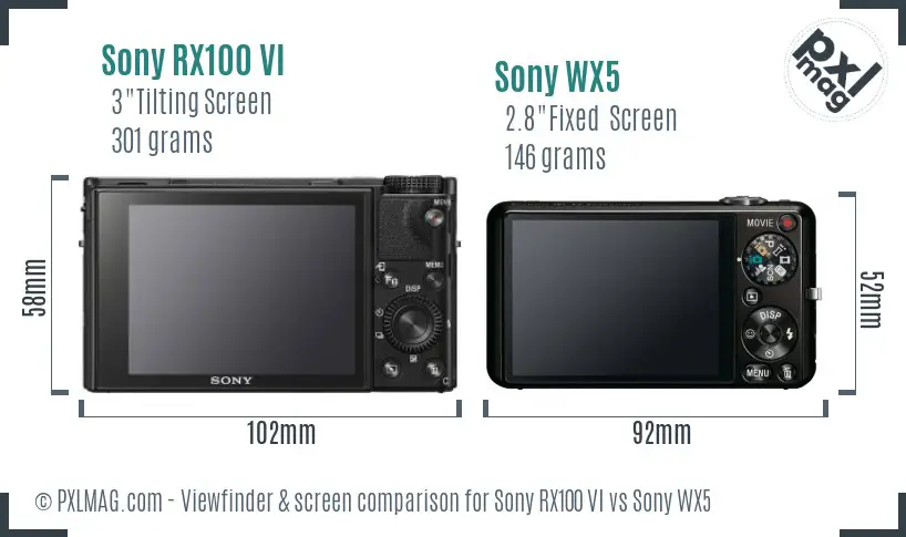 Sony RX100 VI vs Sony WX5 Screen and Viewfinder comparison