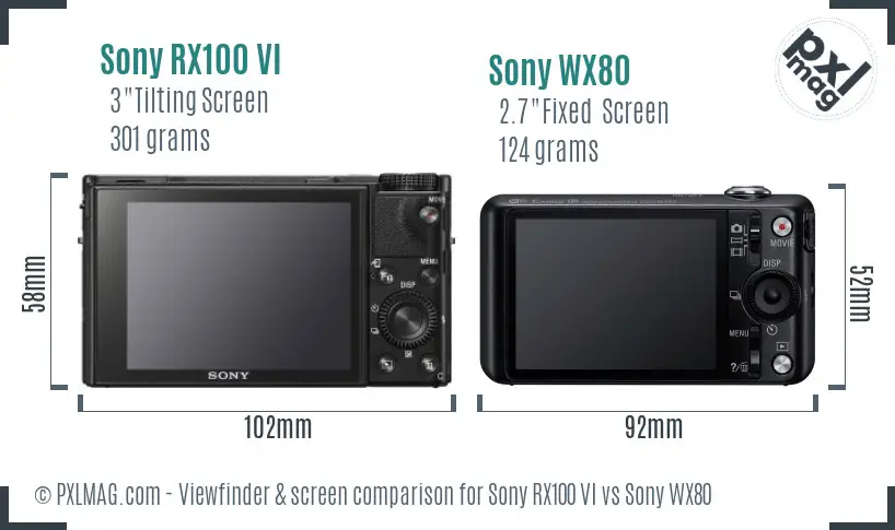 Sony RX100 VI vs Sony WX80 Screen and Viewfinder comparison