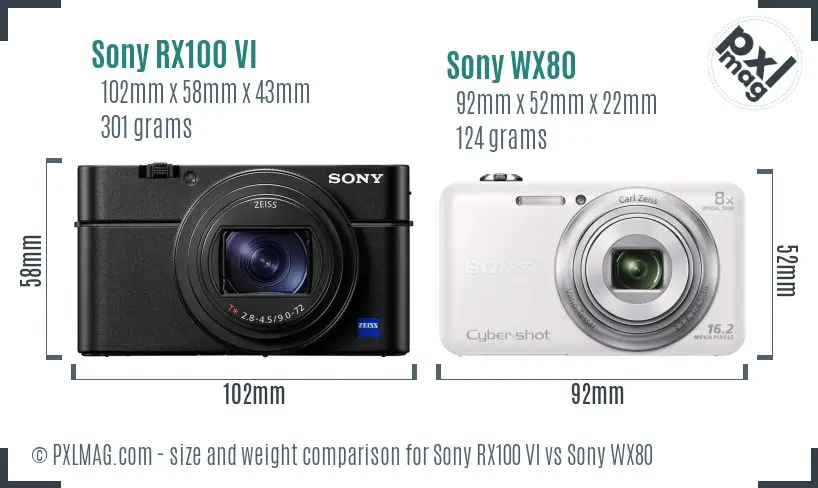 Sony RX100 VI vs Sony WX80 size comparison