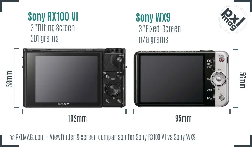 Sony RX100 VI vs Sony WX9 Screen and Viewfinder comparison