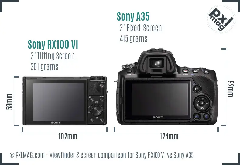 Sony RX100 VI vs Sony A35 Screen and Viewfinder comparison