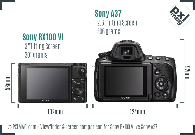 Sony RX100 VI vs Sony A37 Screen and Viewfinder comparison