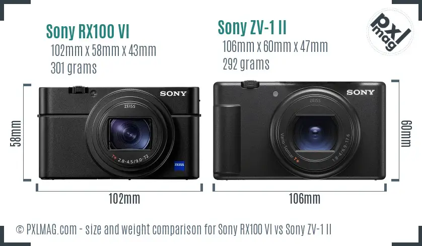 Sony RX100 VI vs Sony ZV-1 II size comparison