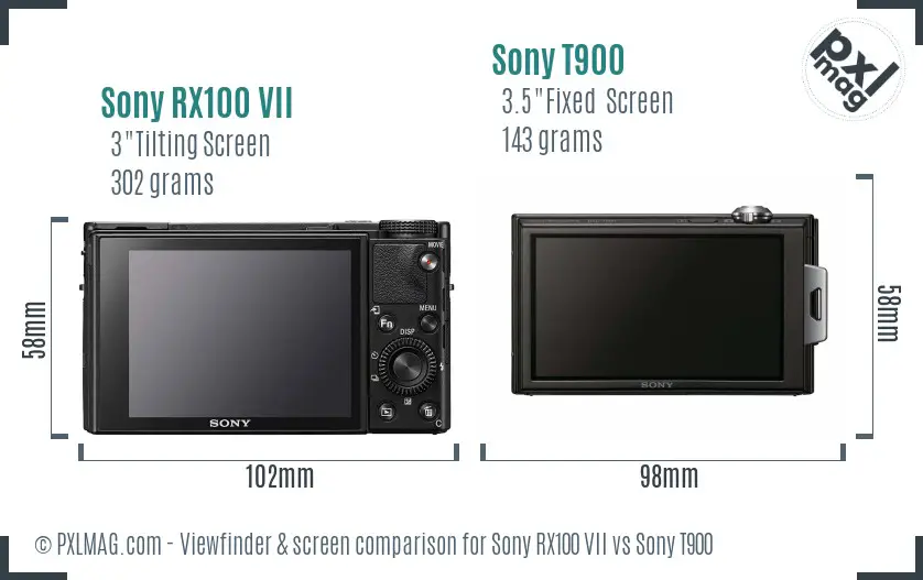 Sony RX100 VII vs Sony T900 Screen and Viewfinder comparison