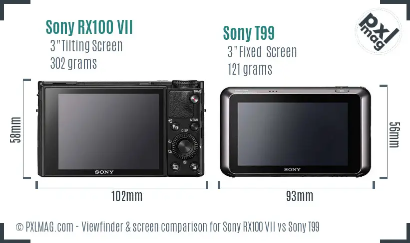 Sony RX100 VII vs Sony T99 Screen and Viewfinder comparison
