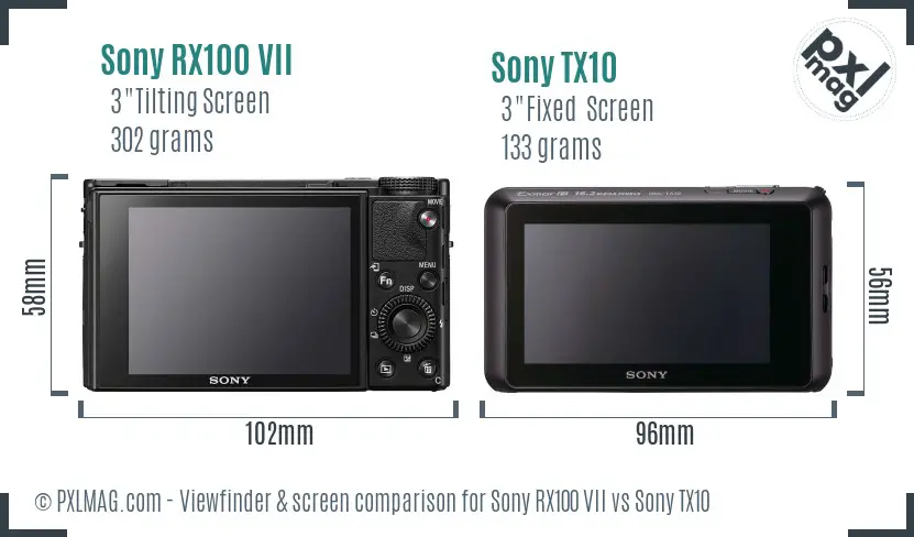 Sony RX100 VII vs Sony TX10 Screen and Viewfinder comparison
