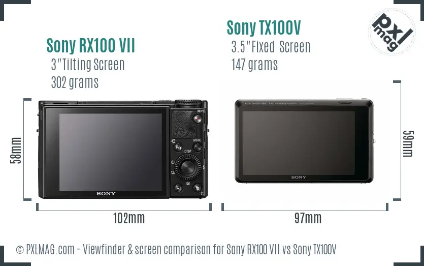 Sony RX100 VII vs Sony TX100V Screen and Viewfinder comparison