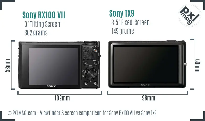 Sony RX100 VII vs Sony TX9 Screen and Viewfinder comparison