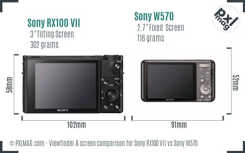 Sony RX100 VII vs Sony W570 Screen and Viewfinder comparison