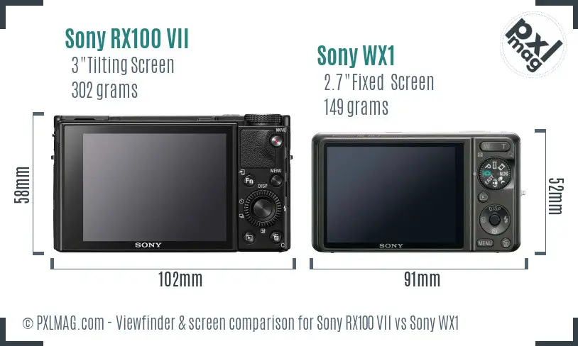 Sony RX100 VII vs Sony WX1 Screen and Viewfinder comparison