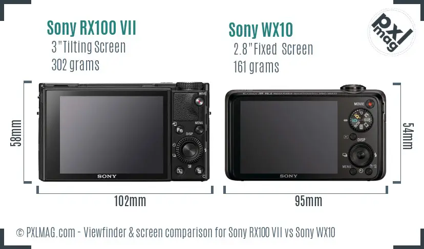 Sony RX100 VII vs Sony WX10 Screen and Viewfinder comparison
