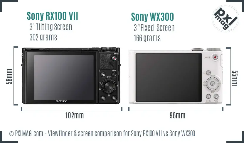 Sony RX100 VII vs Sony WX300 Screen and Viewfinder comparison
