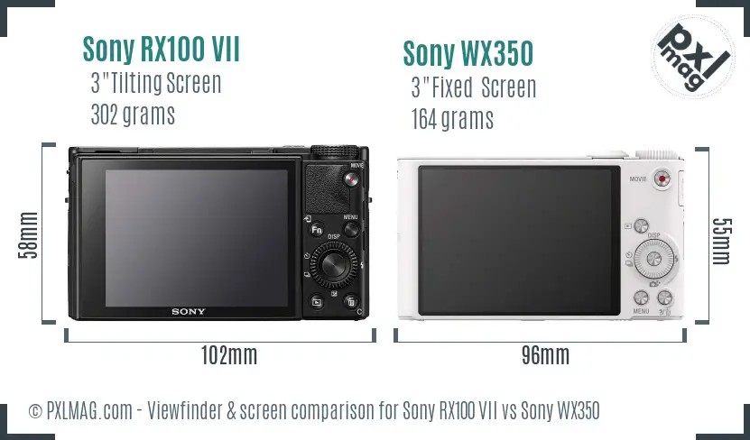 Sony RX100 VII vs Sony WX350 Screen and Viewfinder comparison