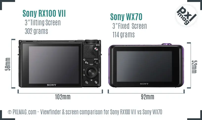 Sony RX100 VII vs Sony WX70 Screen and Viewfinder comparison