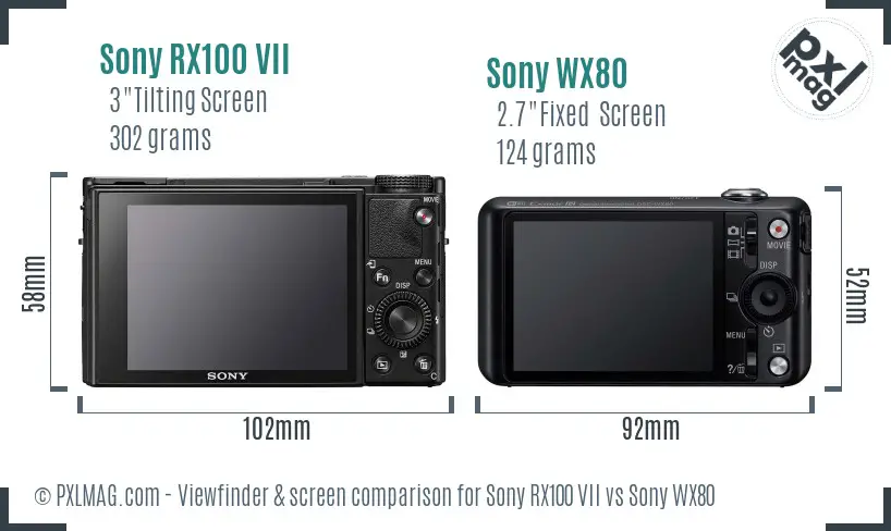 Sony RX100 VII vs Sony WX80 Screen and Viewfinder comparison