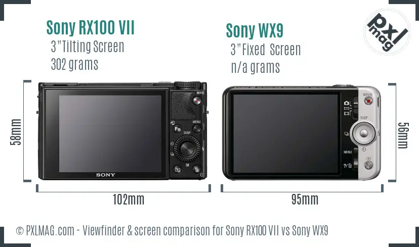 Sony RX100 VII vs Sony WX9 Screen and Viewfinder comparison