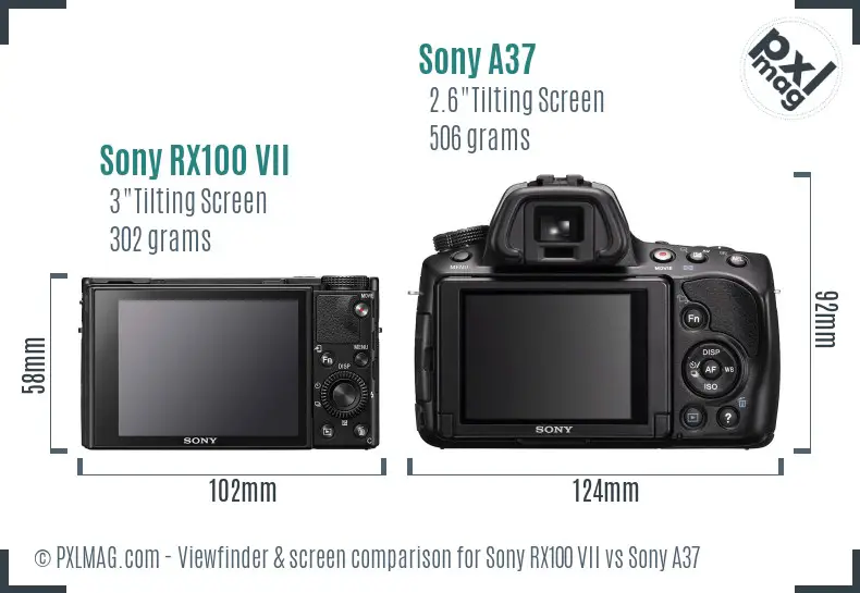 Sony RX100 VII vs Sony A37 Screen and Viewfinder comparison