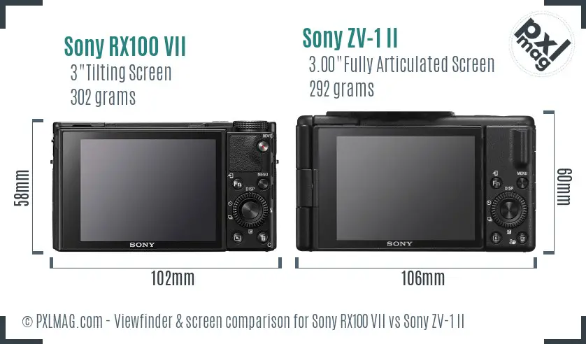 Sony RX100 VII vs Sony ZV-1 II Screen and Viewfinder comparison