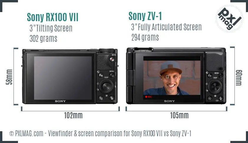 Sony RX100 VII vs Sony ZV-1 Screen and Viewfinder comparison