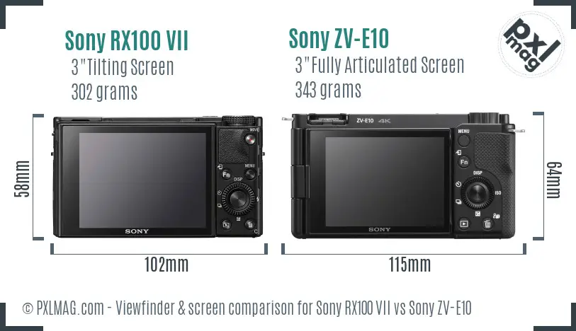 Sony RX100 VII vs Sony ZV-E10 Screen and Viewfinder comparison Sony RX100 VII vs Sony ZV-E10 Screen and Viewfinder comparison
