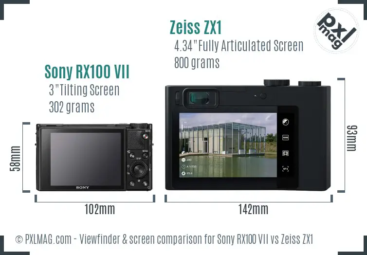 Sony RX100 VII vs Zeiss ZX1 Screen and Viewfinder comparison