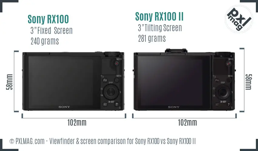 Sony RX100 vs Sony RX100 II Screen and Viewfinder comparison