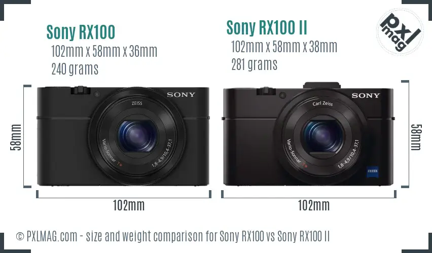 Sony RX100 vs Sony RX100 II size comparison