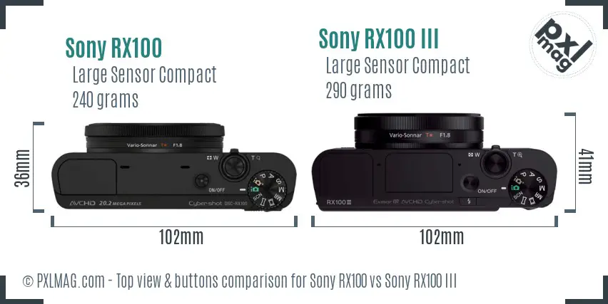 Sony RX100 vs Sony RX100 III top view buttons comparison