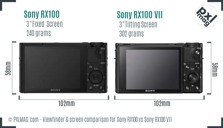 Sony RX100 vs Sony RX100 VII Screen and Viewfinder comparison