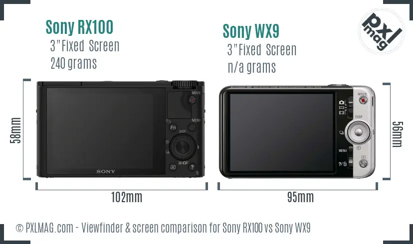 Sony RX100 vs Sony WX9 Screen and Viewfinder comparison