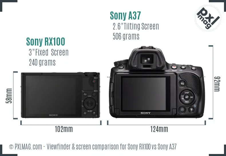 Sony RX100 vs Sony A37 Screen and Viewfinder comparison