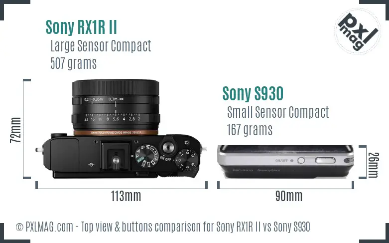 Sony RX1R II vs Sony S930 top view buttons comparison