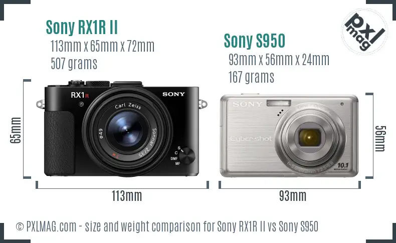 Sony RX1R II vs Sony S950 size comparison