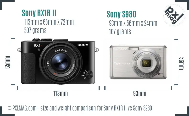 Sony RX1R II vs Sony S980 size comparison
