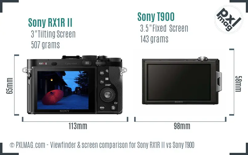 Sony RX1R II vs Sony T900 Screen and Viewfinder comparison