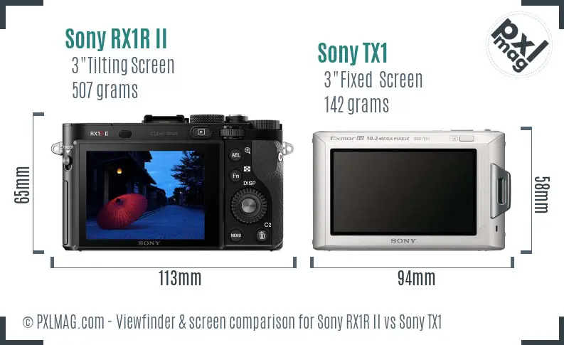 Sony RX1R II vs Sony TX1 Screen and Viewfinder comparison