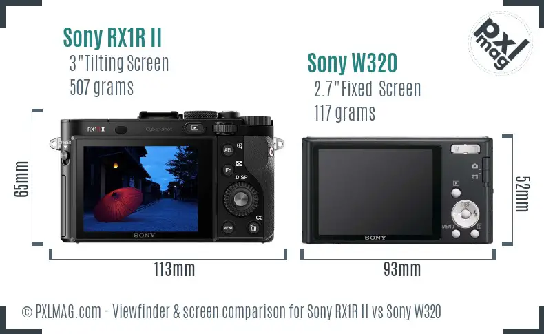 Sony RX1R II vs Sony W320 Screen and Viewfinder comparison