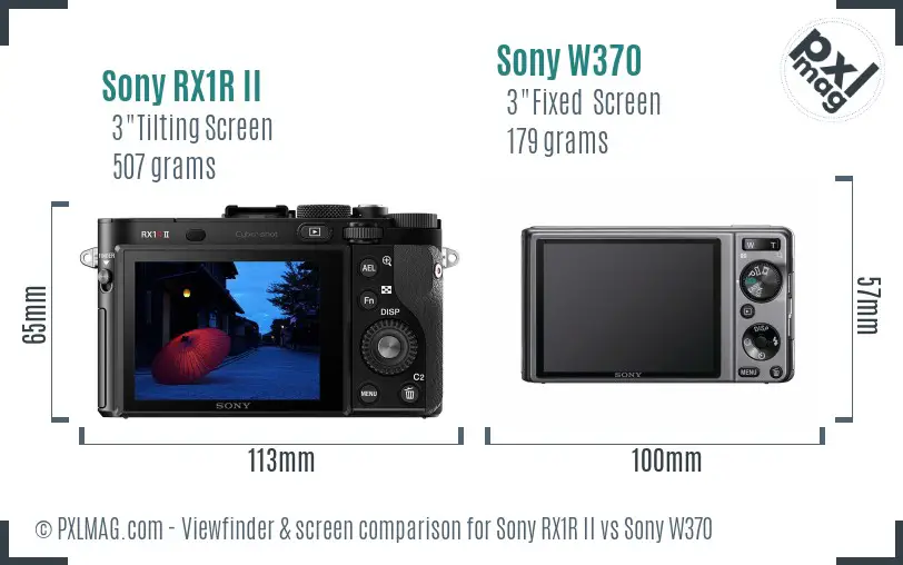 Sony RX1R II vs Sony W370 Screen and Viewfinder comparison