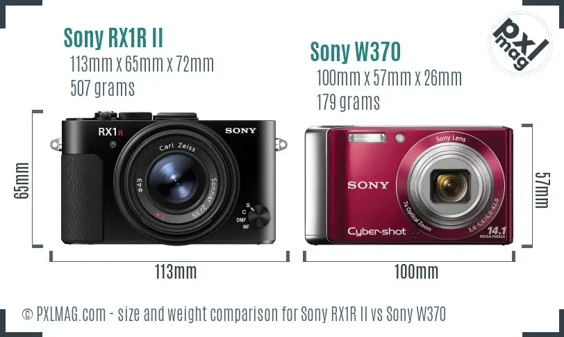 Sony RX1R II vs Sony W370 size comparison