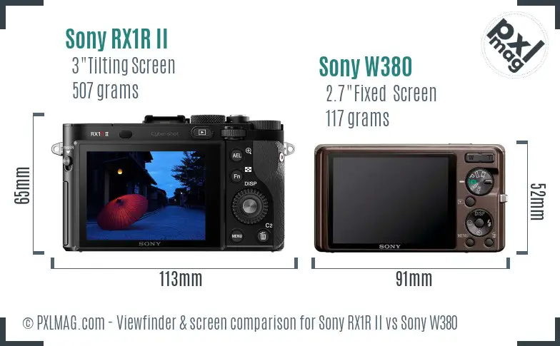 Sony RX1R II vs Sony W380 Screen and Viewfinder comparison