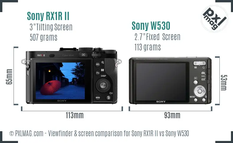 Sony RX1R II vs Sony W530 Screen and Viewfinder comparison
