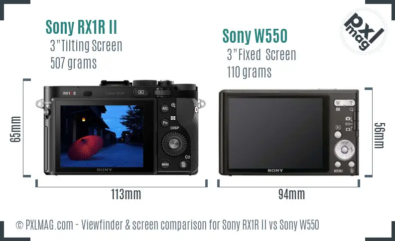 Sony RX1R II vs Sony W550 Screen and Viewfinder comparison