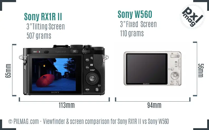 Sony RX1R II vs Sony W560 Screen and Viewfinder comparison