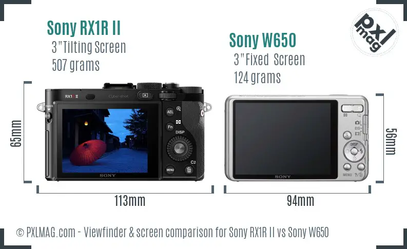Sony RX1R II vs Sony W650 Screen and Viewfinder comparison