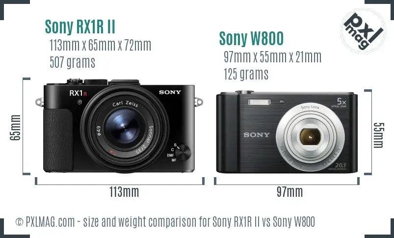 Sony RX1R II vs Sony W800 size comparison