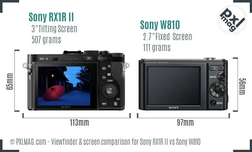 Sony RX1R II vs Sony W810 Screen and Viewfinder comparison
