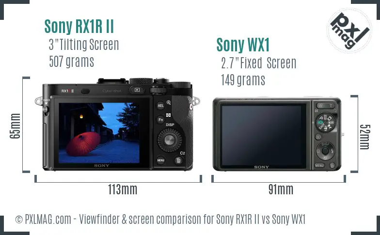 Sony RX1R II vs Sony WX1 Screen and Viewfinder comparison